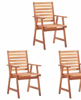 Záhradné kreslá a stoličky Záhradná jedálenská stolička 3 ks akáciové drevo Dekorhome