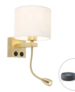 Nastenne lampy Inteligentné nástenné svietidlo zlaté s bielym tienidlom vrátane Wifi A60 - Brescia