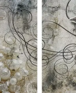 Abstraktné obrazy 5-dielny obraz  kvety s perlami