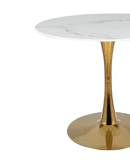 Jedálenské stoly PEREN jedálenský stôl 90, biela / zlatá