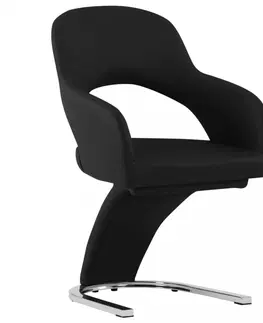 Jedálenské stoličky a kreslá Jedálenská stolička 4 ks umelá koža / chróm Dekorhome Čierna