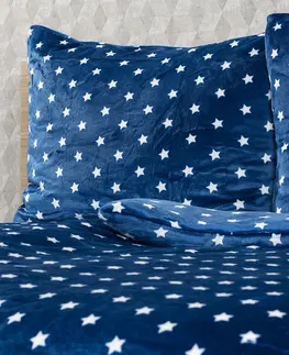 Obliečky 4Home obliečky mikroflanel Stars modrá, 160 x 200 cm, 2 ks 70 x 80 cm