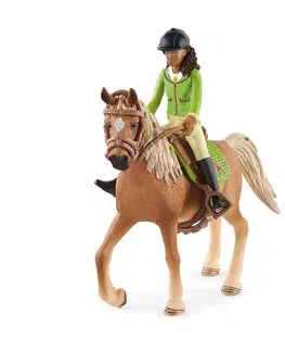 Hračky - figprky zvierat SCHLEICH - Čiernovláska Sarah s pohyblivými kĺbmi na koni