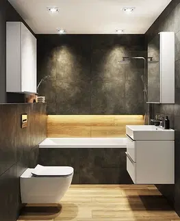 Kúpeľňa CERSANIT - Umývadlo skrinka VIRGO 60 biela s čiernymi úchytmi S522-018