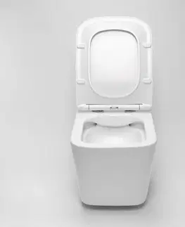Záchody REA - Závesná WC misa vrátane sedátka Raul Rimless biela REA-C9660