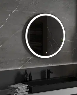 Kúpeľňa MEXEN - Esso zrkadlo s osvetlením 80 cm, LED 6000K čierny rám 9825-080-080-611-70