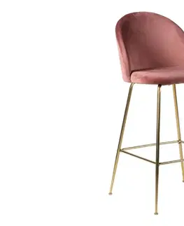 Barové stoličky Norddan Dizajnová barová stolička Kristopher, ružová / mosadz