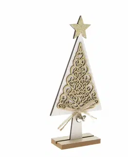 Vianočné dekorácie Drevený vianočný stromček Ornamente biela, 11 x 23 x 4 cm