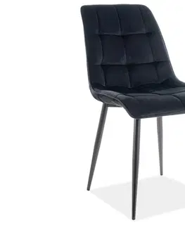 Jedálenské stoličky KIK VELVET MAT jedálenská stolička, čierny velvet 99 / čierna