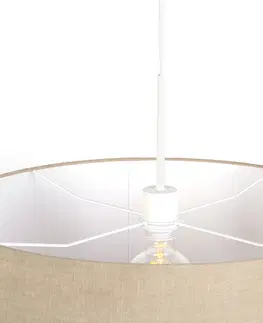 Zavesne lampy Vidiecka závesná lampa biela so svetlohnedým tienidlom 50cm - Combi