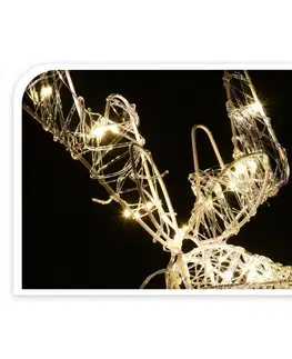 Vianočné dekorácie Vianočná drôtená dekorácia Reindeer strieborná, 80 LED