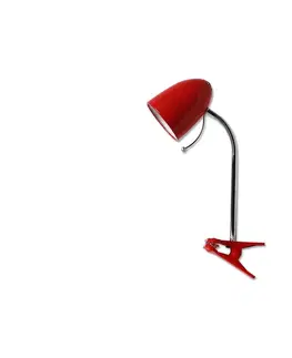 Lampy  B.V.  - Stolná lampa s klipom 1xE27/11W/230V červená/chróm 