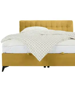 Postele s úložným priestorom Kontinentálna posteľ Magic, 180x200cm,žltá