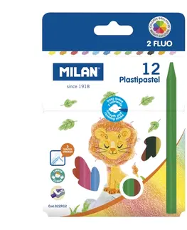 Hračky MILAN - Pastelky plastické 10 ks + 2 ks FLUO