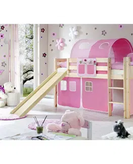 Vyvýšené detské postele Posteľ s priestorom na hru Manuel Záves Ružový