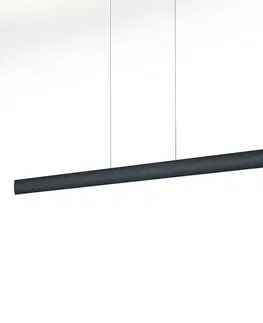 Závesné svietidlá Knapstein Závesné LED svietidlo Runa, čierne, dĺžka 132 cm