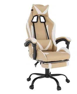 Kancelárske stoličky Herné kreslo s podnožkou OZGE NEW Tempo Kondela Krémová