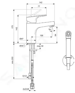 Kúpeľňové batérie IDEAL STANDARD - Cerabase Umývadlová batéria so spŕškou, chróm BC834AA