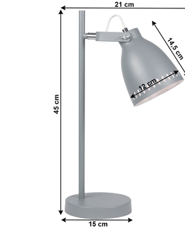 Stolné lampy KONDELA Aiden Typ 1 stolná lampa sivá