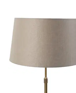 Stolove lampy Bronzová stolová lampa s ľanovým tienidlom taupe 35cm - Parte