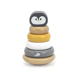 Drevené hračky VIGA - Drevená skladacia pyramída pre najmenších Tučniak