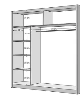 Šatníkové skrine Skriňa s posuvnými dverami, čierna/dub craft, 203x215 cm, LADDER