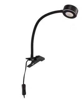 Stolové lampy s klipom Lindby Svietidlo Jyla, čierne, GX53, 2700K, flexibilné rameno 
