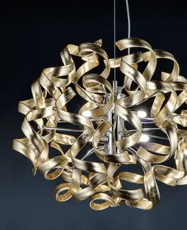 Závesné svietidlá Metallux Zlatá závesná lampa s lístkovým zlatom, 50 cm