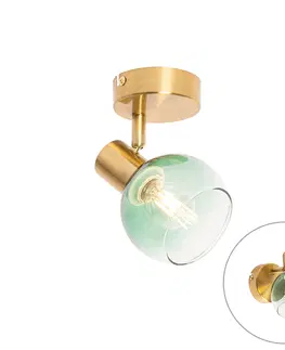 Nastenne lampy Art Deco bodová zlatá so zeleným sklom - Vidro