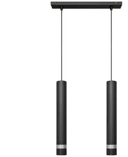 Svietidlá  LED Luster na lanku TUBA 2xGU10/6,5W/230V čierna/lesklý chróm 