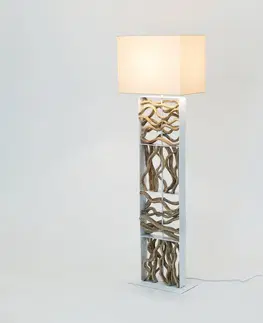Stojacie lampy Holländer Stojacia lampa Tremiti, farba dreva/béžová, výška 160 cm, drevo