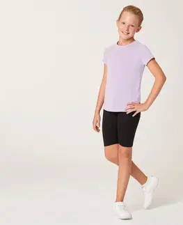 nohavice Dievčenské priedušné tričko S500 na cvičenie fialové