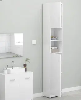 Kúpeľňové skrinky Kúpeľňová skrinka vysoká Dekorhome Biela lesk