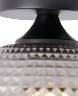 Stropne svietidla Stropné svietidlo Art Deco čierne s dymovým sklom - Sphere