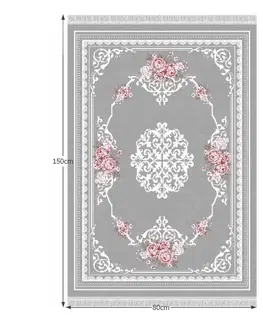 Koberce a koberčeky KONDELA Sedef Typ 2 koberec 80x150 cm sivá / vzor kvety