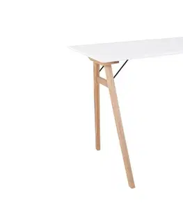 Písacie stoly Norddan Dizajnový písací stôl Carmen, biely / prírodný