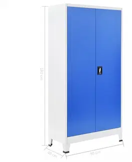 Kancelárske skrine Kancelárska skriňa sivá / modrá Dekorhome 90x40x180cm