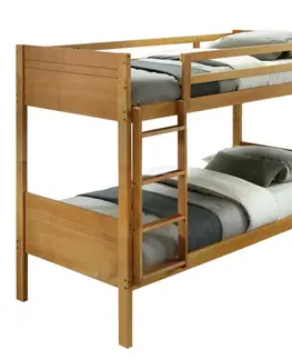Postele KONDELA Makira 90 drevená poschodová posteľ s roštami dub