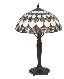 Stolové lampy Clayre&Eef Stolná lampa 5998 mušľový vzor Tiffany vzhľad