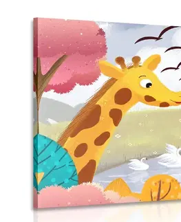 Detské obrazy Obraz žirafy pri jazierku