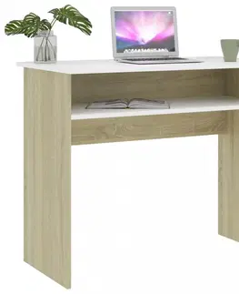 Pracovné stoly Písací stôl s policou 90x50 cm Dekorhome Dub sonoma