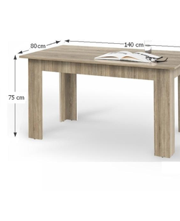 Jedálenské stoly KONDELA General New jedálenský stôl 140x80 cm dub sonoma