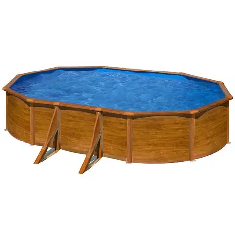 Bazény s oceľovou stenou Oceľový bazén oválny drevo 5X3X1.2M PACIFIC KIT500W GRE