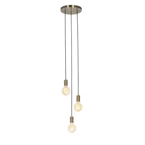 Zavesne lampy Priemyselné závesné svietidlo bronzové 3-svetlo - Facil