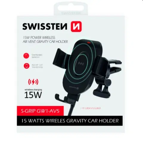 Držiaky na mobil Swissten držiak do ventilácie auta s bezdrôtovým nabíjaním S-Grip GW1-AV5 65010608