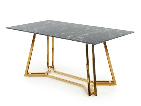 Jedálenské stoly HALMAR Konami jedálenský stôl čierny mramor / zlatá