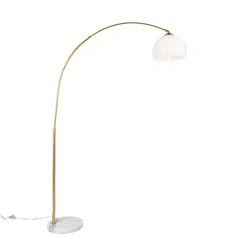 Oblúkové lampy Moderná oblúková lampa z mosadze s bielym tienidlom - Arc Basic