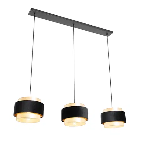 Zavesne lampy Moderné závesné svietidlo čiernej farby so zlatými 3 svetlami - Elif