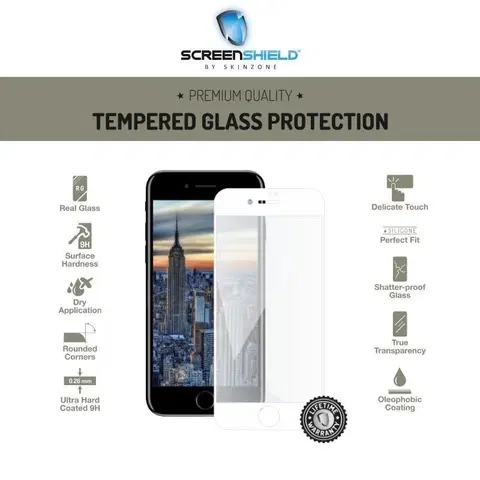 Tvrdené sklá pre mobilné telefóny Ochranné temperované sklo Screenshield 3D pre Apple iPhone 8 Plus - Full Cover White - Doživotná záruka APP-TG3DWIPH8P-D