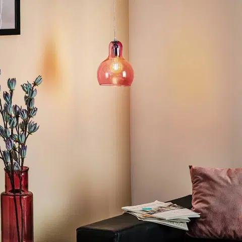 Závesné svietidlá TK Lighting Závesné svetlo Mango, ružovo-priehľadné/strieborné